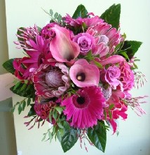 Cerise exotic mix hand tied